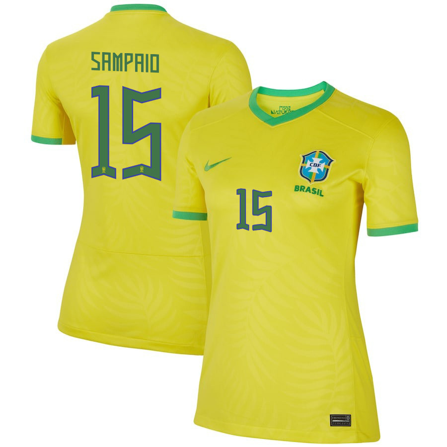 Duda Sampaio 15 Brazil Women's National Team 2023-24 World Cup Home Women Jersey