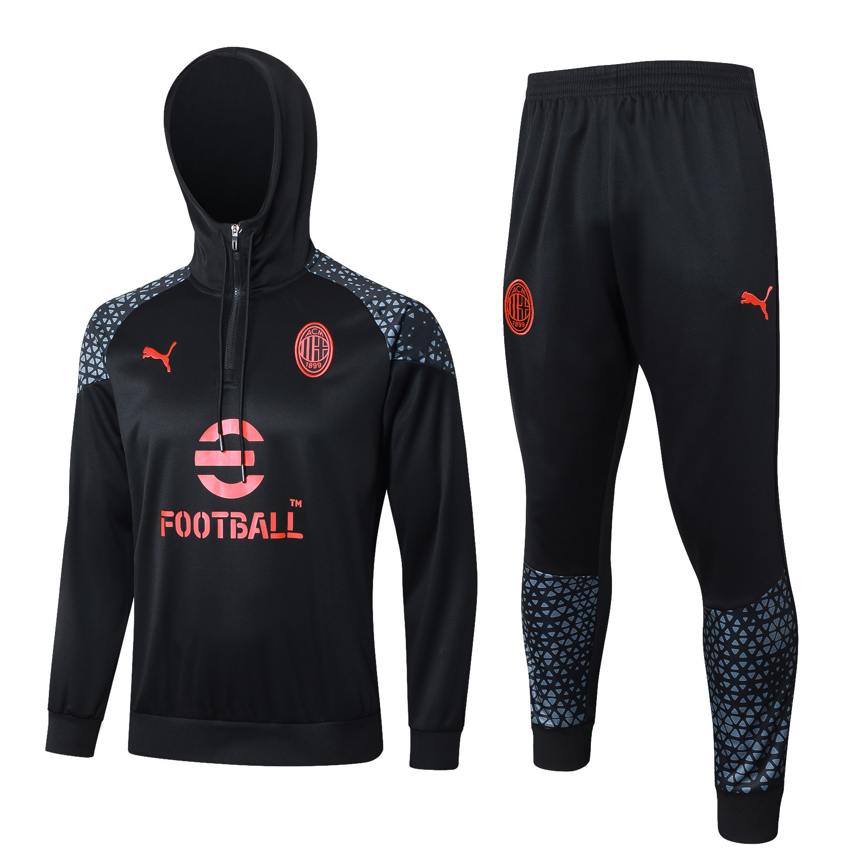 AC Milan Training Top Hooded Set 23/24 – Black/Grey