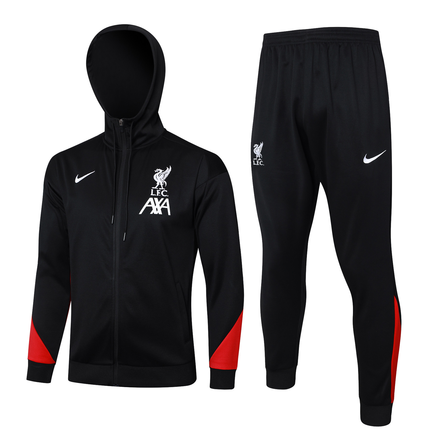 Liverpool Full Zipper Training Top Hooded Set 24/25 – Black/Red