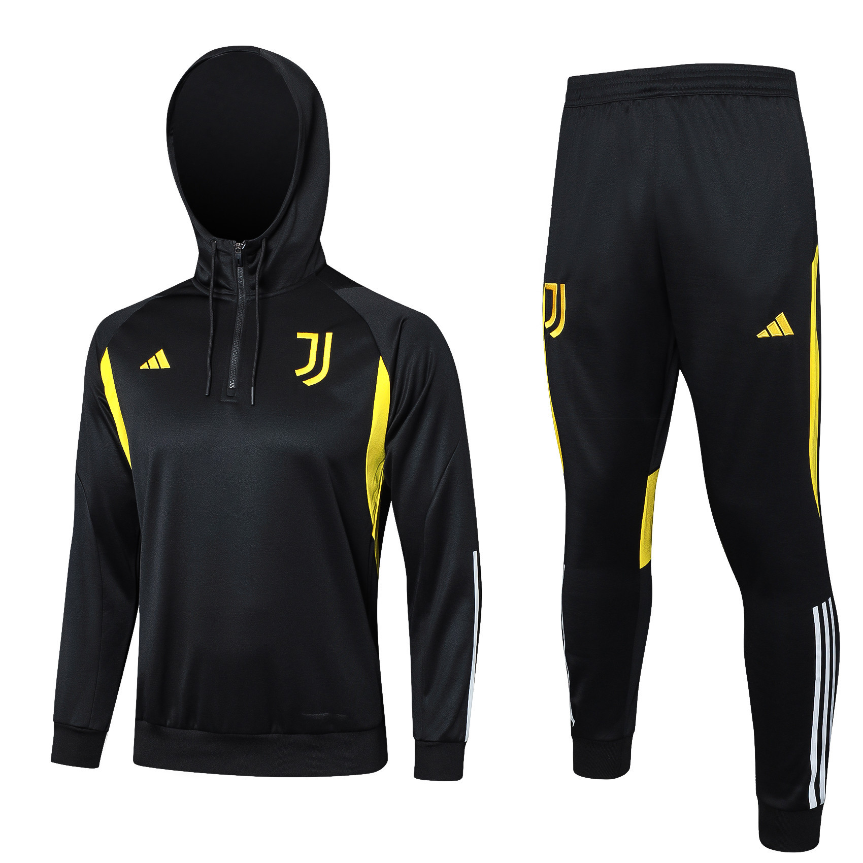 Juventus Training Top Hooded Set 23/24 – Black/White/Yellow