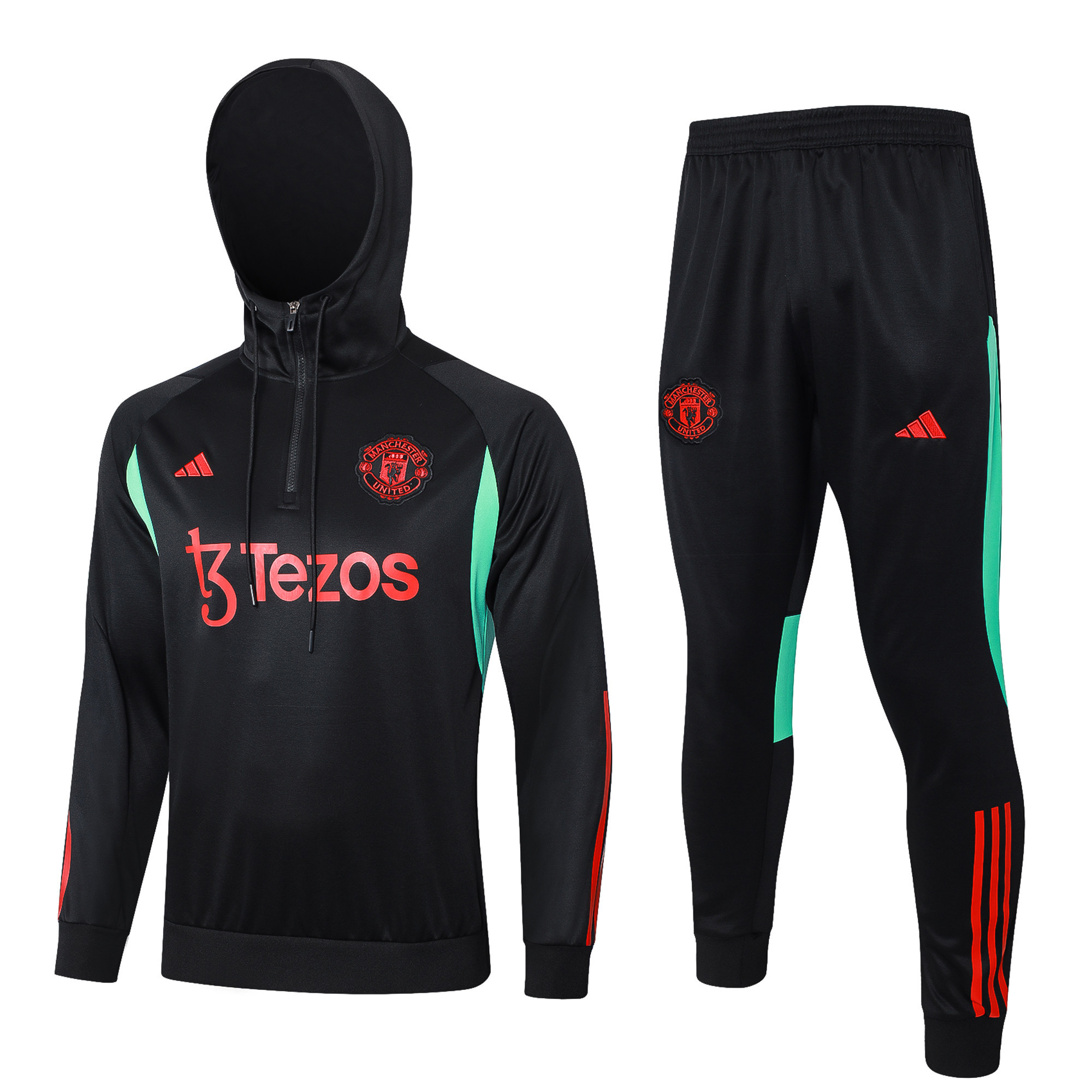 Manchester City Training Top Hooded Set 23/24 – Black/Red/Green