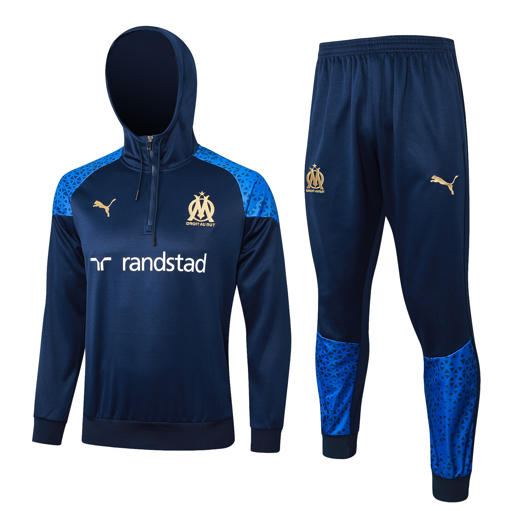 Olympique Marseille Training Top Hooded Set 23/24 – Navy Blue