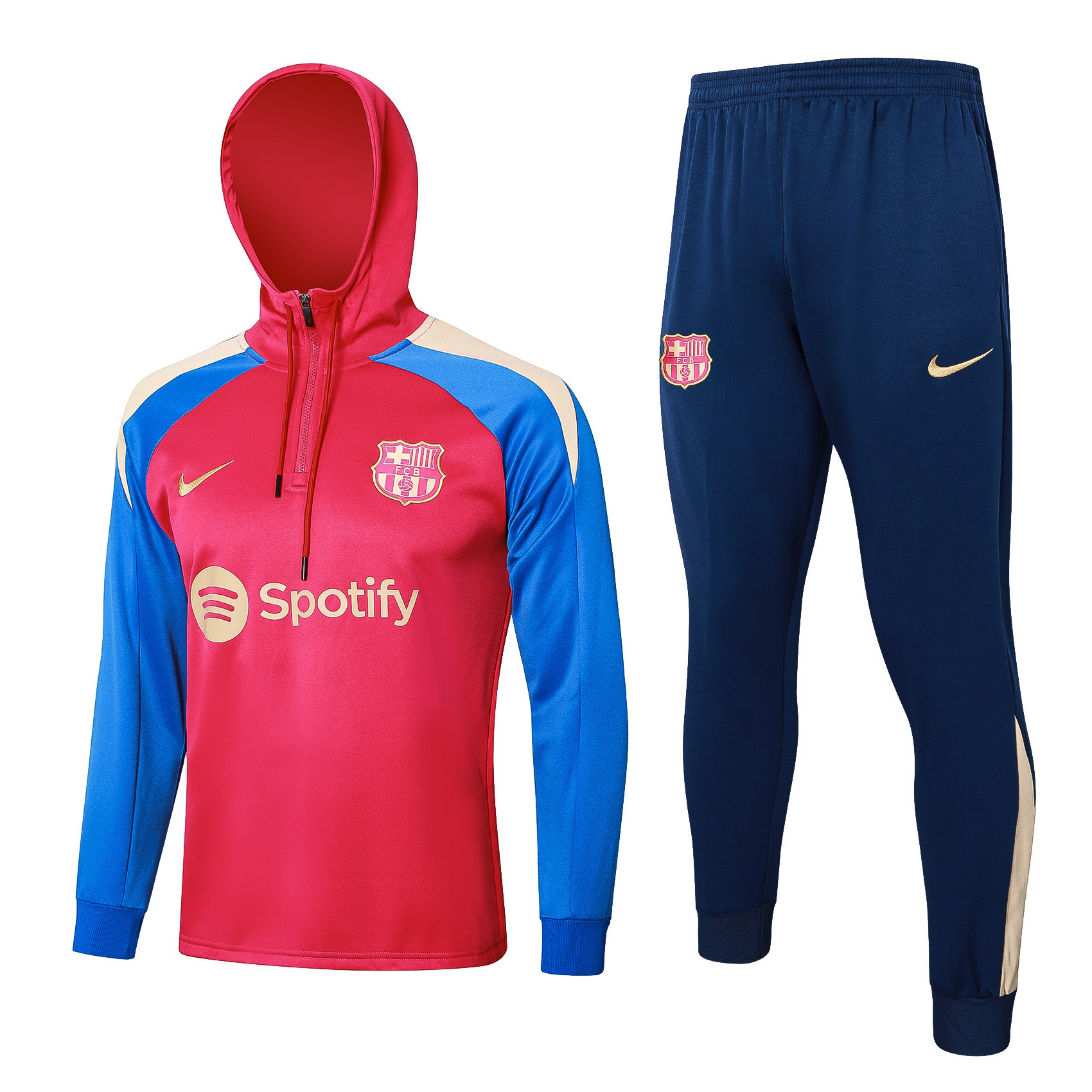 Barcelona Training Top Hooded Set 24/25 – Blue/Red/Navy