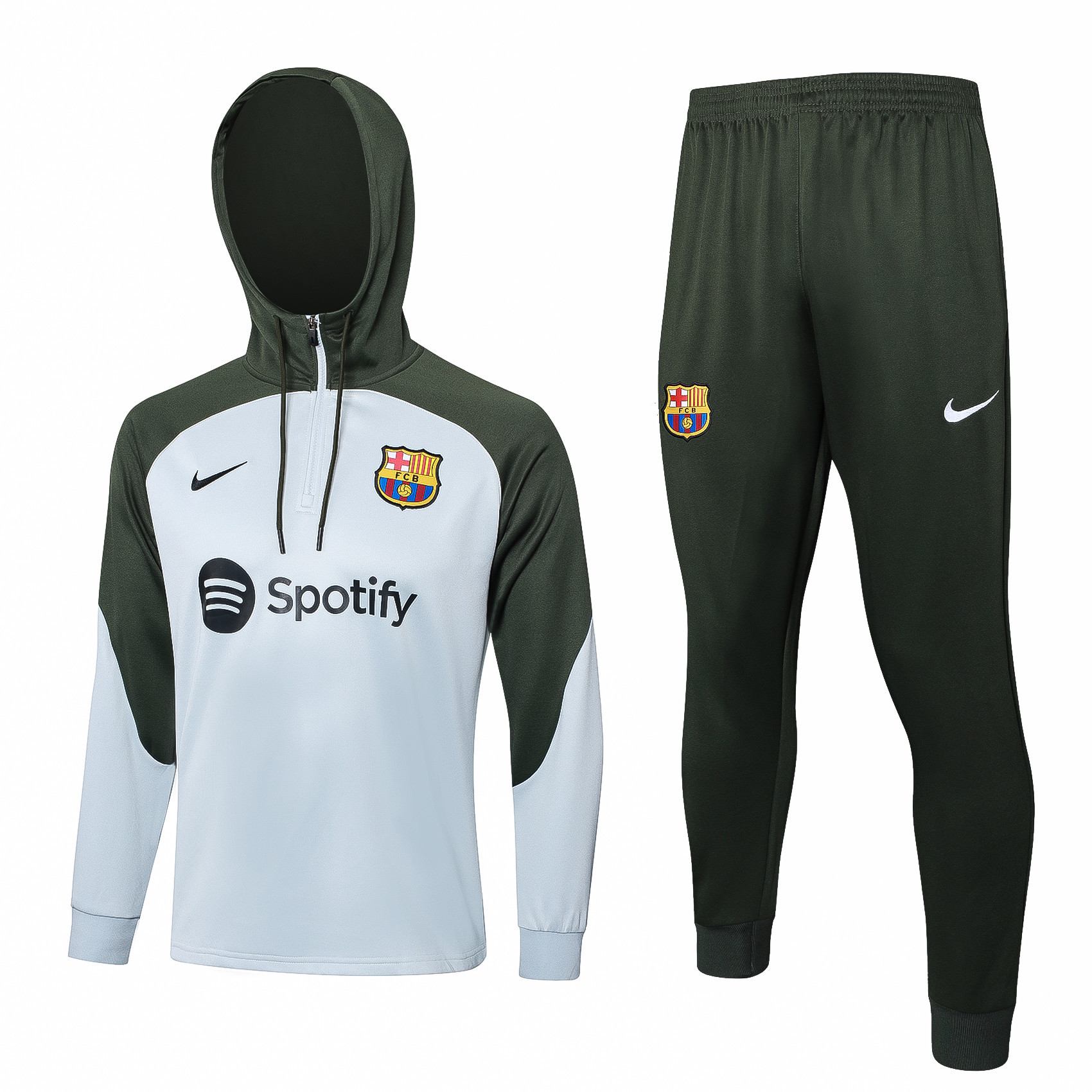 Barcelona Training Top Hooded Set 23/24 – Olive/Gray