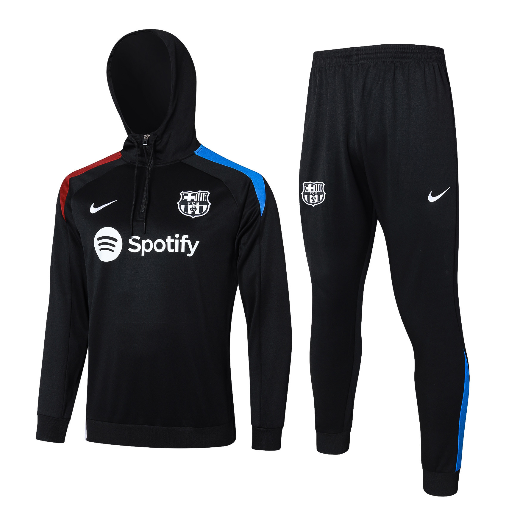 Barcelona Training Top Hooded Set 24/25 – Black/Red/Blue