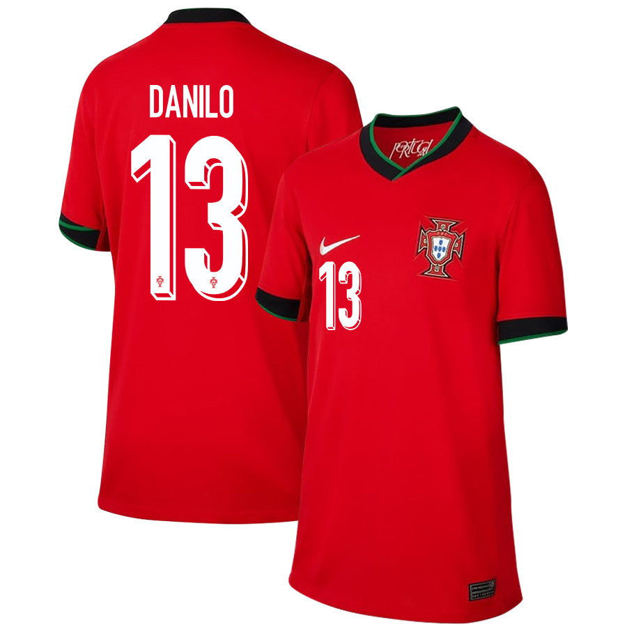 Danilo 13 Portugal National Team 2024/25 Home YOUTH Jersey – Red