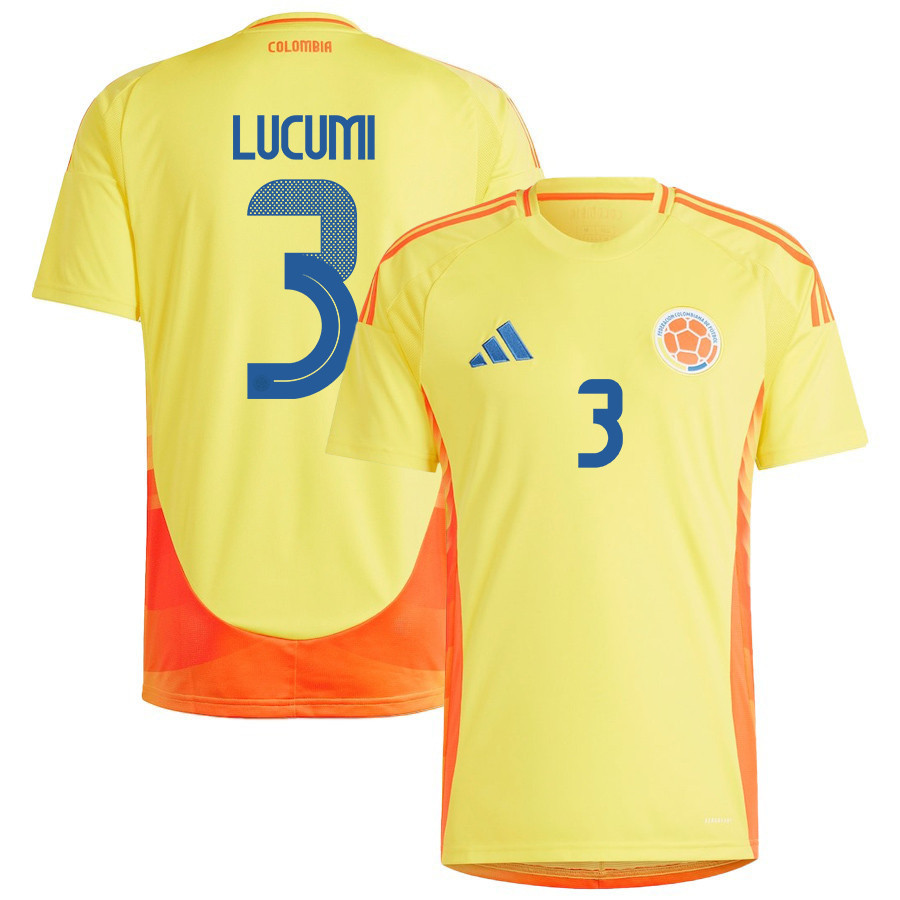 Jhon Lucumi 3 Colombia National Team 2024/25 Home Men Jersey – Yellow