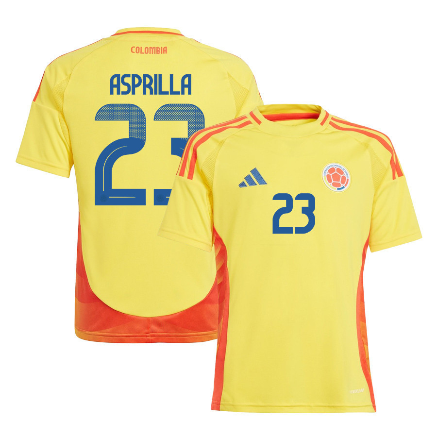 Yaser Asprilla 23 Colombia National Team 2024/25 Home YOUTH Jersey – Yellow