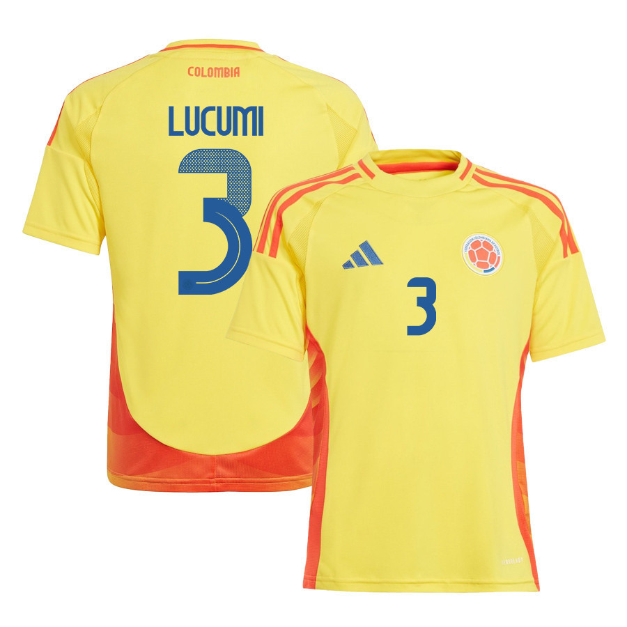 Jhon Lucumi 3 Colombia National Team 2024/25 Home YOUTH Jersey – Yellow