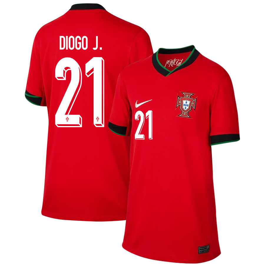 Diogo Jota 21 Portugal National Team 2024/25 Home YOUTH Jersey – Red