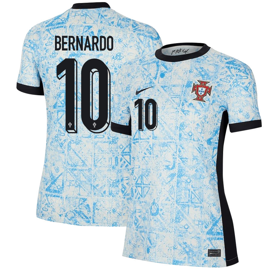 Bernardo Silva 10 Portugal National Team 2024/25 Away WOMEN Jersey – Cream/Blue