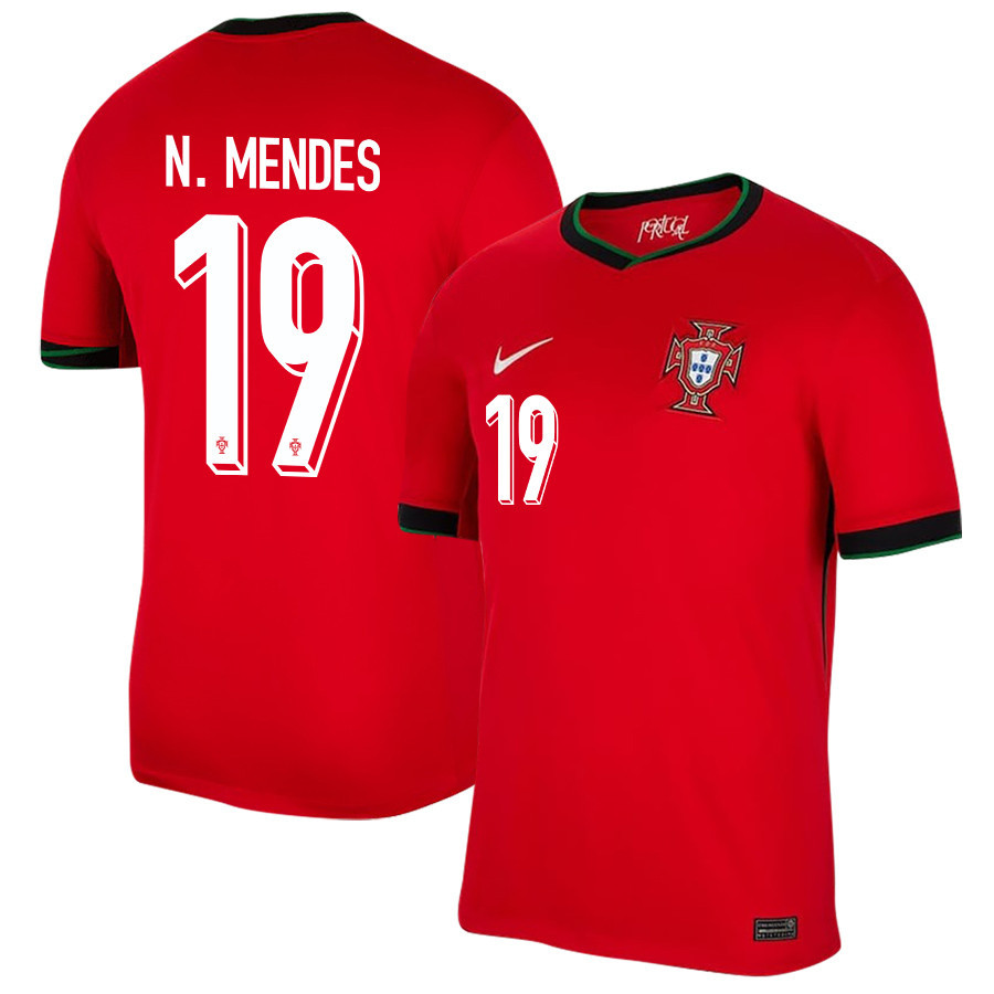 Nuno Mendes 19 Portugal National Team 2024/25 Home Men Jersey – Red