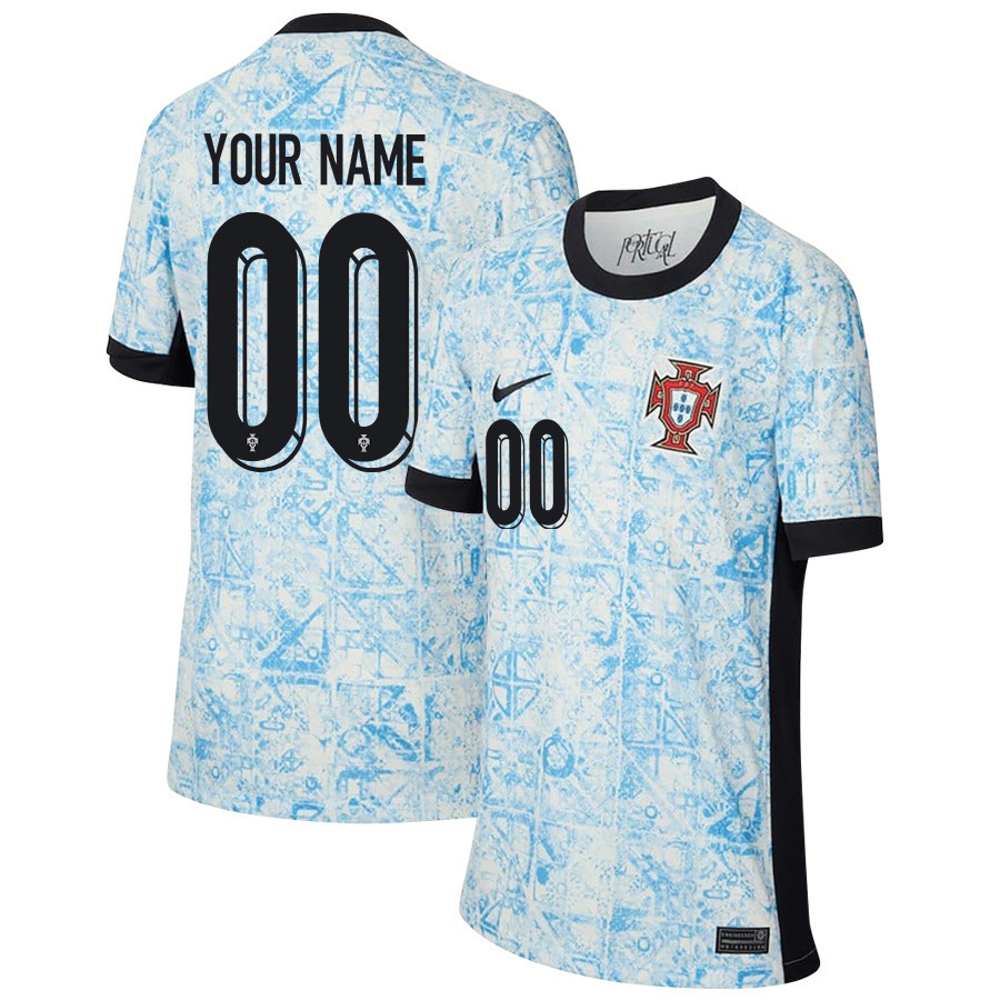 Portugal National Team 2024/25 Away YOUTH Custom Jersey – Cream/Blue