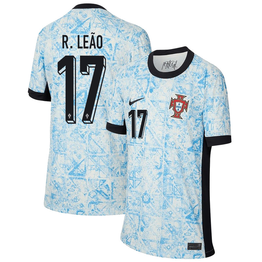 Rafael Leo 17 Portugal National Team 2024/25 Away YOUTH Jersey – Cream/Blue