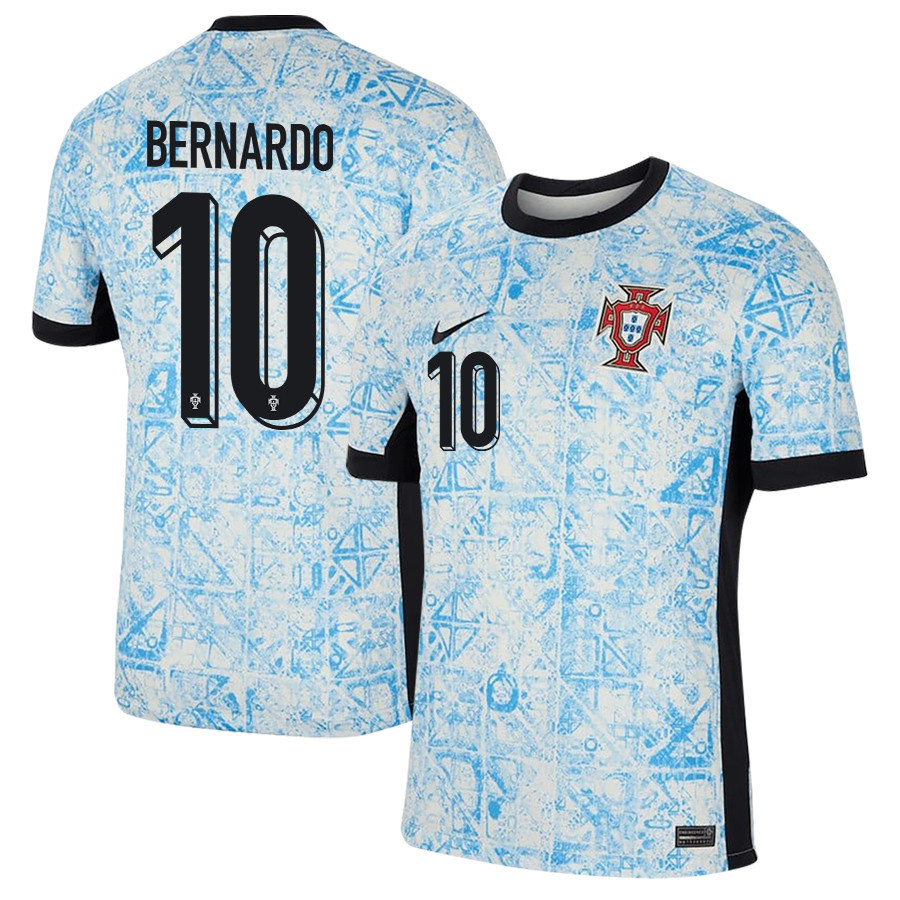 Bernardo Silva 10 Portugal National Team 2024/25 Away Men Jersey – Cream/Blue