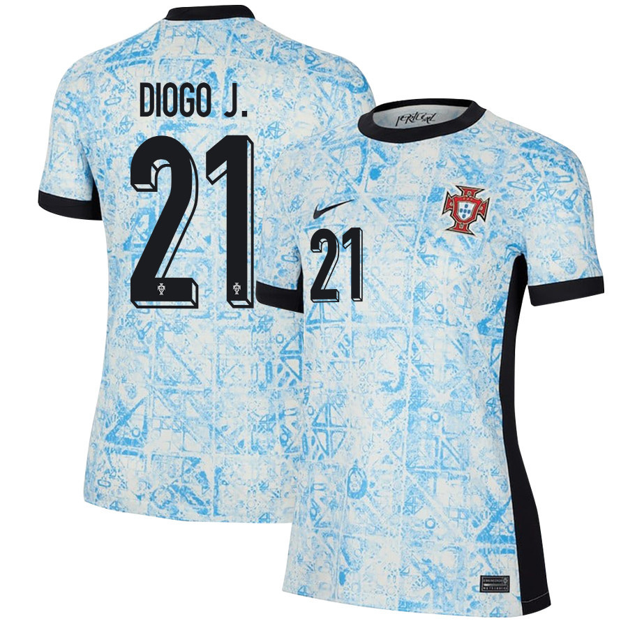 Diogo Jota 21 Portugal National Team 2024/25 Away WOMEN Jersey – Cream/Blue