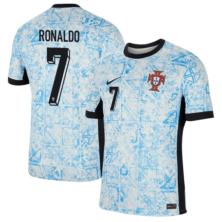 Cristiano Ronaldo 7 Portugal National Team 2024/25 Away Men Jersey – Cream/Blue