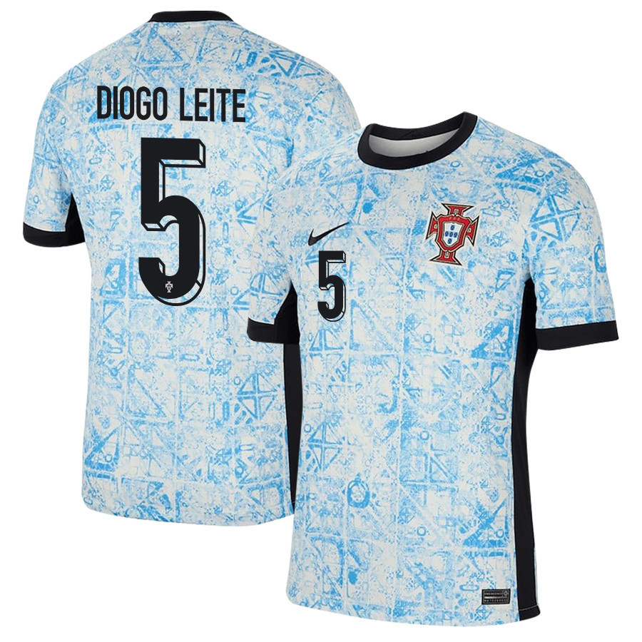 Diogo Leite 5 Portugal National Team 2024/25 Away Men Jersey – Cream/Blue
