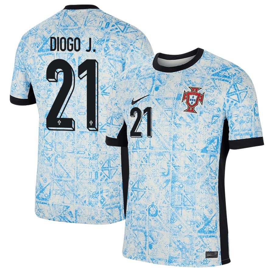 Diogo Jota 21 Portugal National Team 2024/25 Away Men Jersey – Cream/Blue