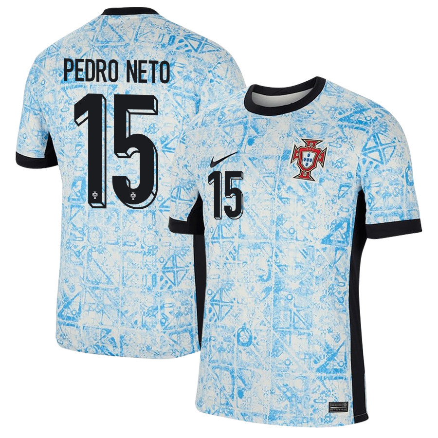 Pedro Neto 15 Portugal National Team 2024/25 Away Men Jersey – Cream/Blue