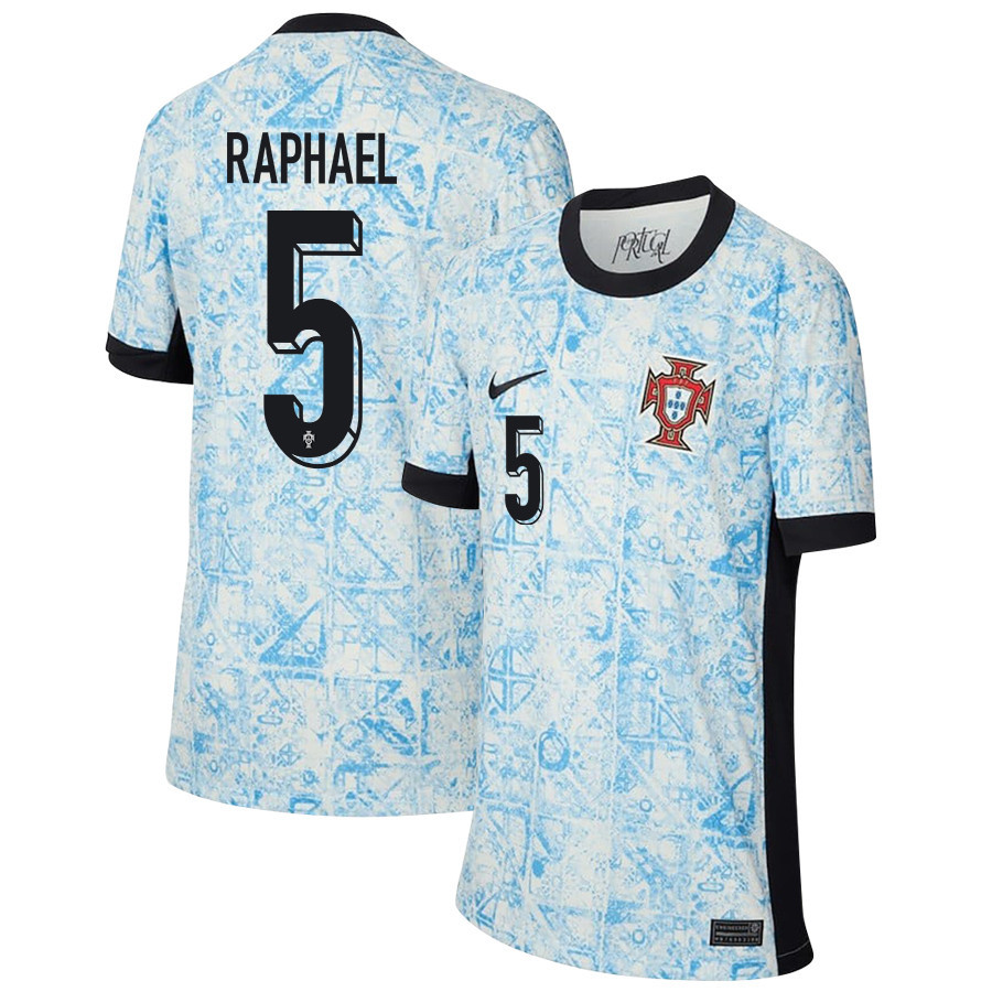 Raphal Guerreiro 5 Portugal National Team 2024/25 Away YOUTH Jersey – Cream/Blue