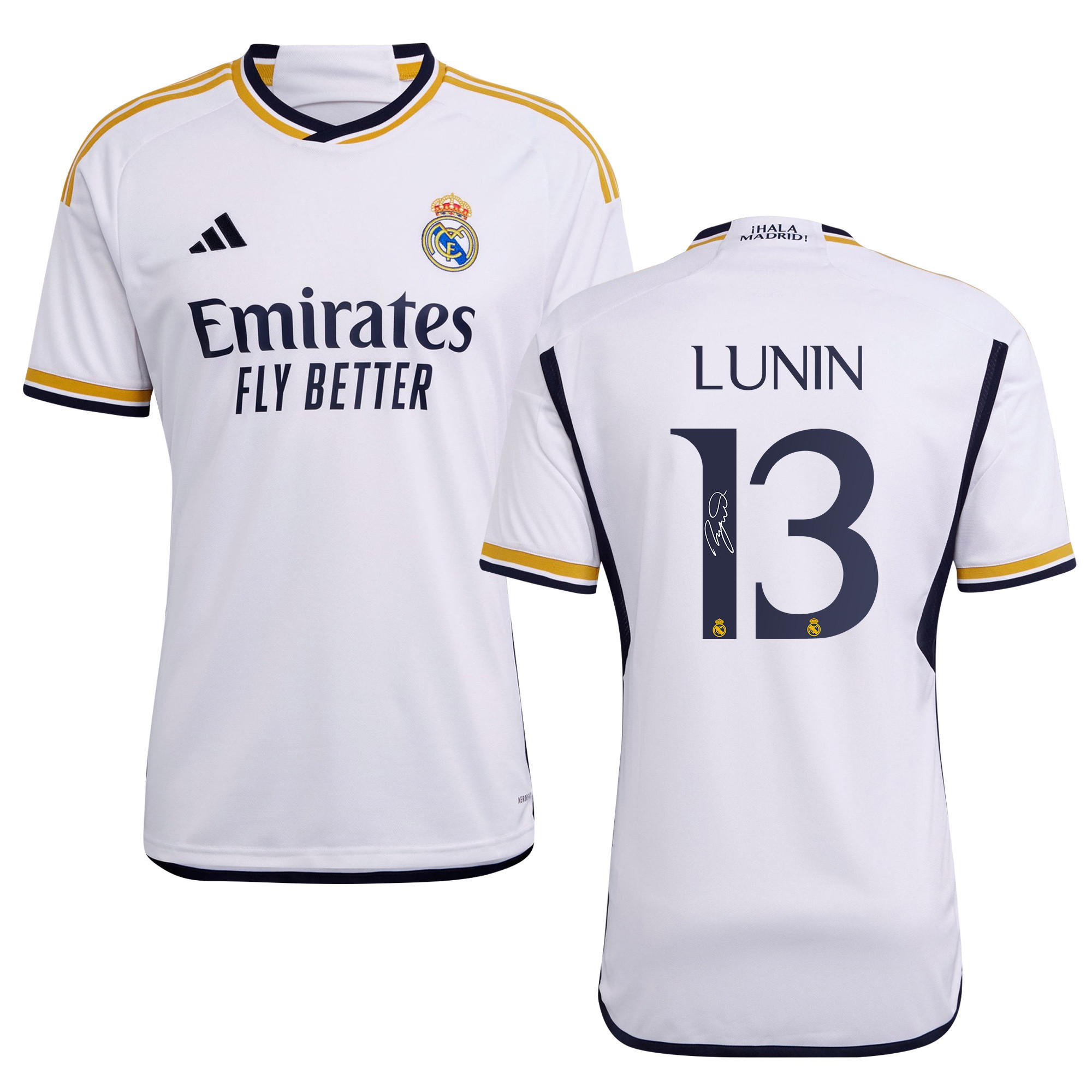 Andriy Lunin 13 Signed Real Madrid 2023/24 Home Autographed – Men