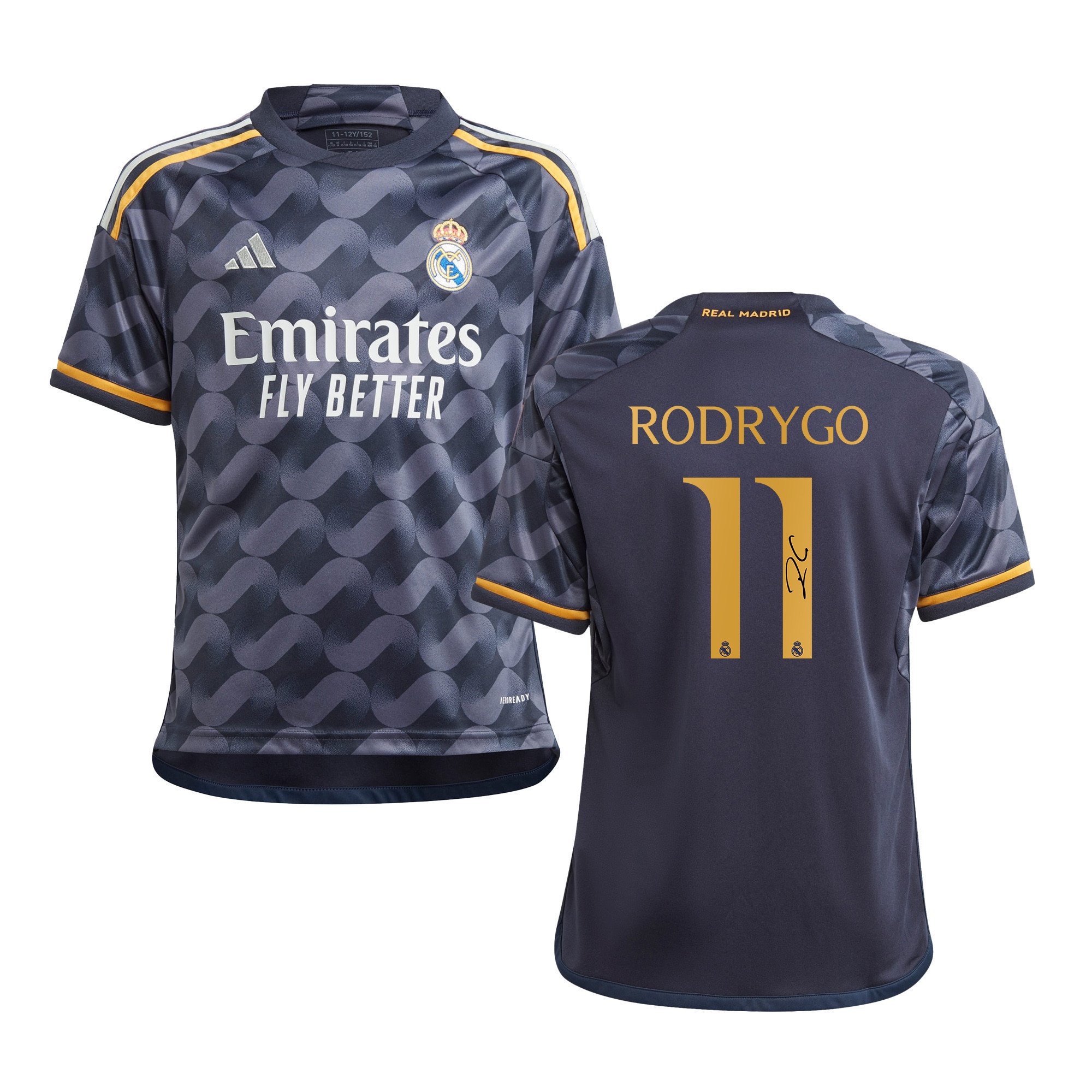 Rodrygo 11 Signed Real Madrid 2023/24 YOUTH Away Autographed – Black
