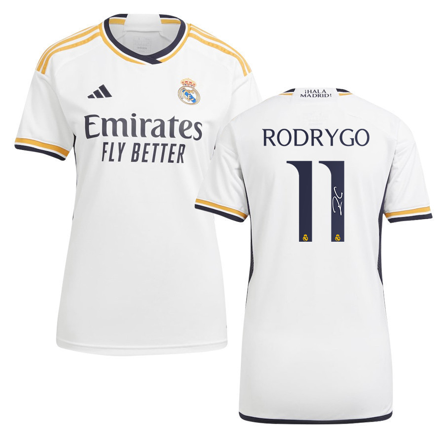 Rodrygo 11 Signed Real Madrid 2023/24 White Home Autographed – Women