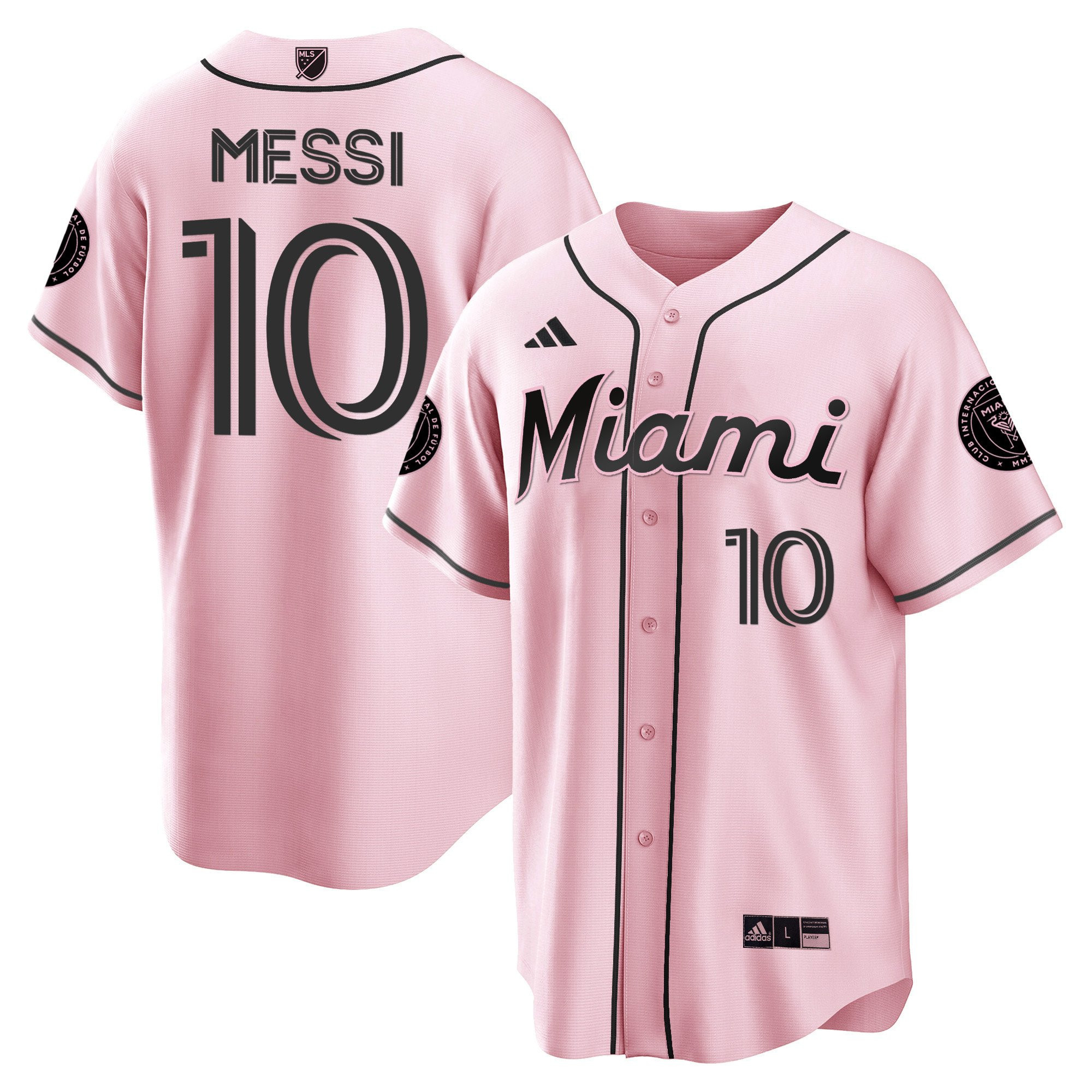 Lionel Messi Inter Miami Baseball Cool Base Jersey – Stitched Men Jersey – Black/ Pink