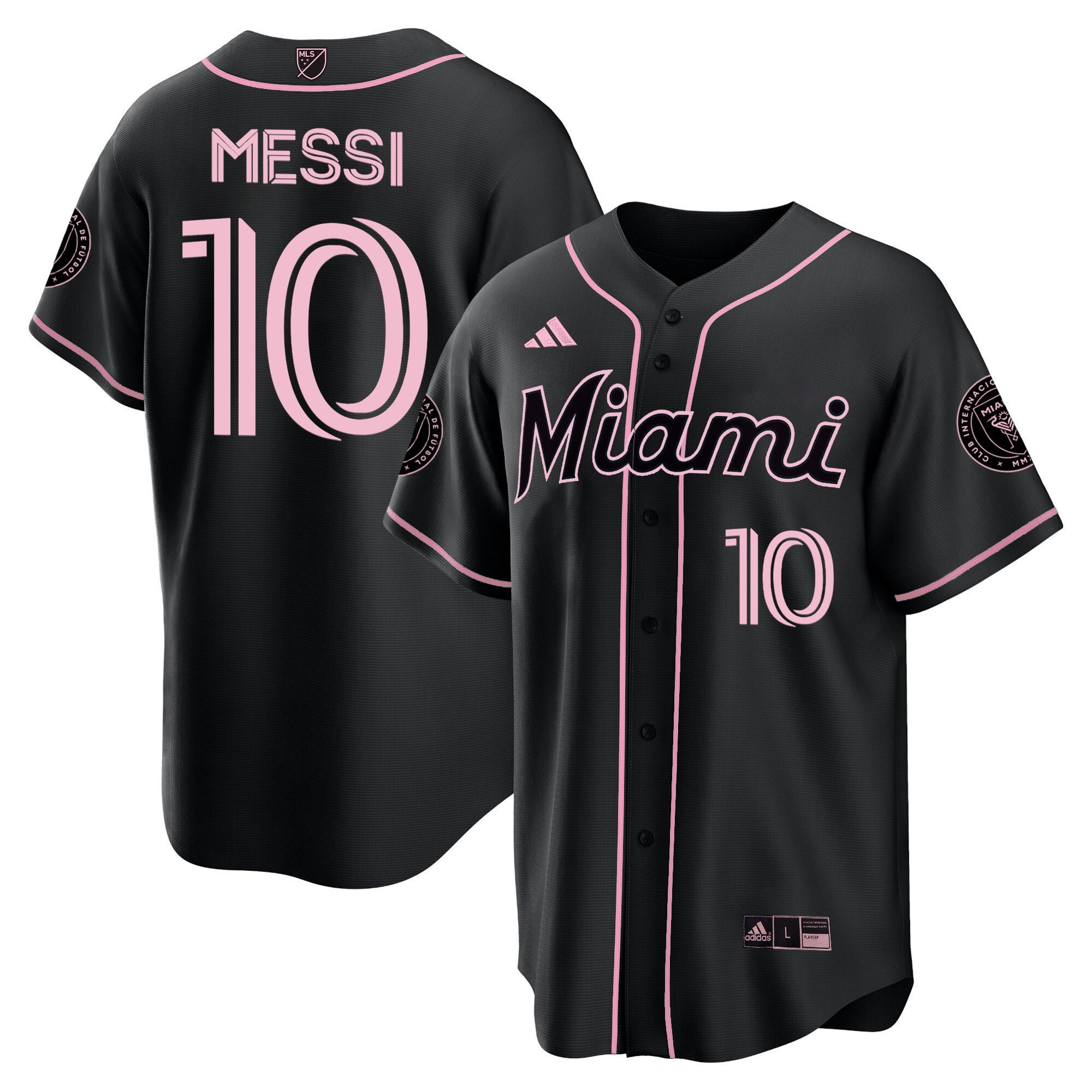 Lionel Messi Inter Miami Baseball Cool Base Jersey – Stitched Men Jersey – Pink/ Black