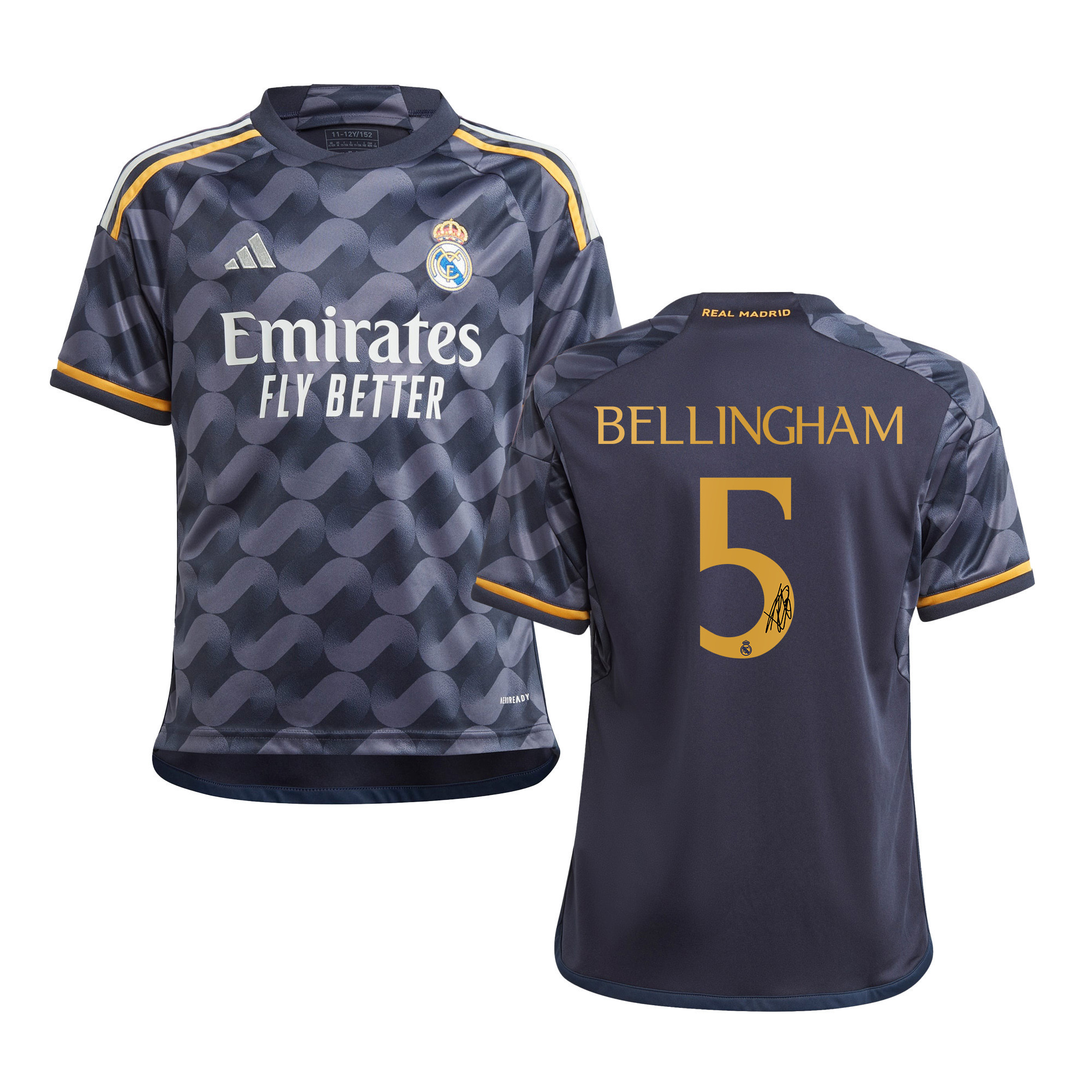 Jude Bellingham 5 Signed Real Madrid 2023/24 Youth Away Autographed – Black