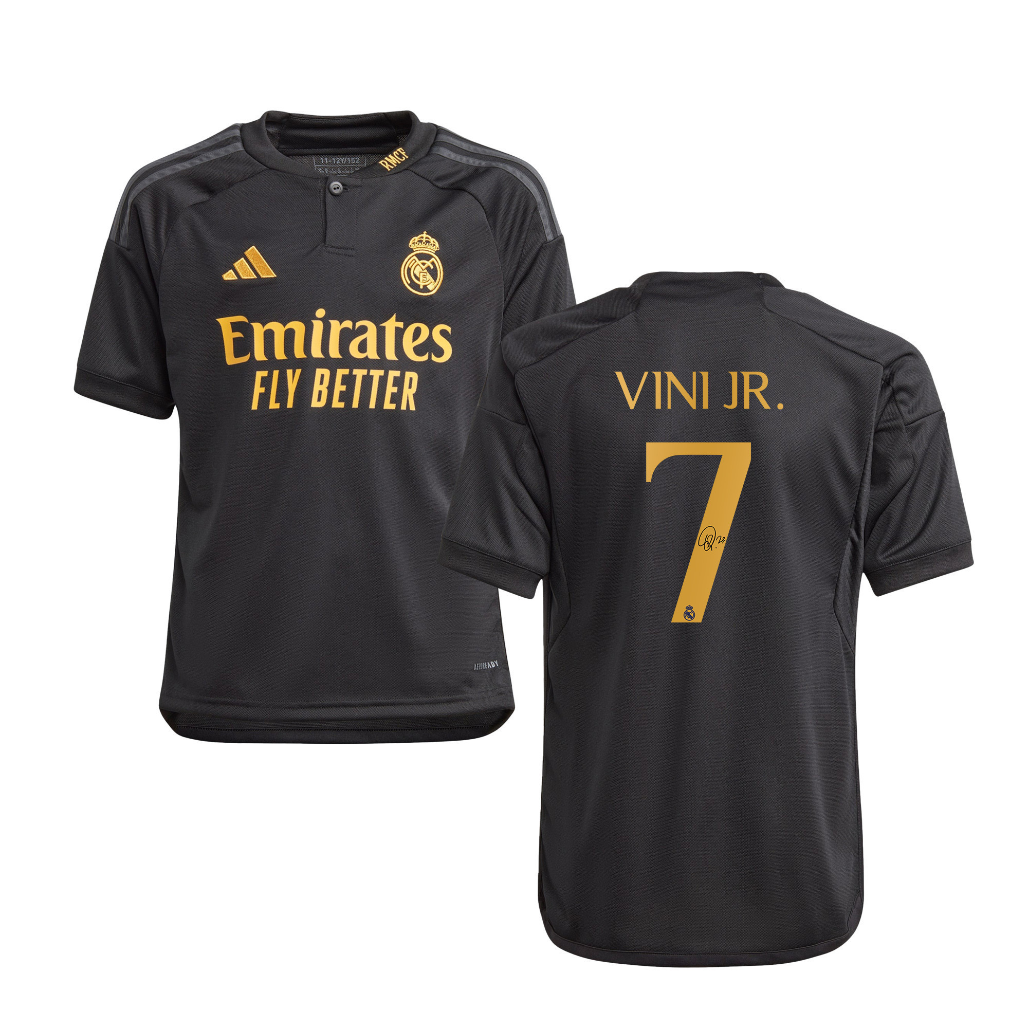 Vinicius Junior 7 Signed Real Madrid 2023/24 YOUTH Third Autographed – Black