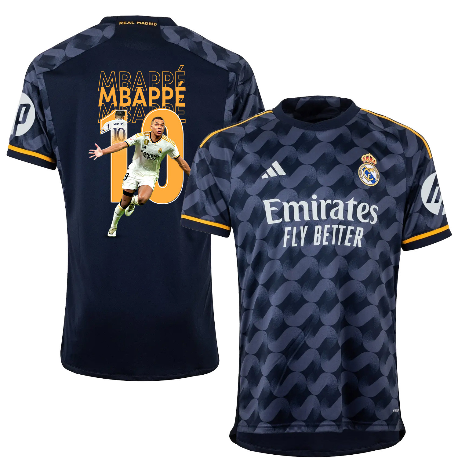 Kylian Mbapp 10 Real Madrid Away Jersey Navy Blue Fan Art