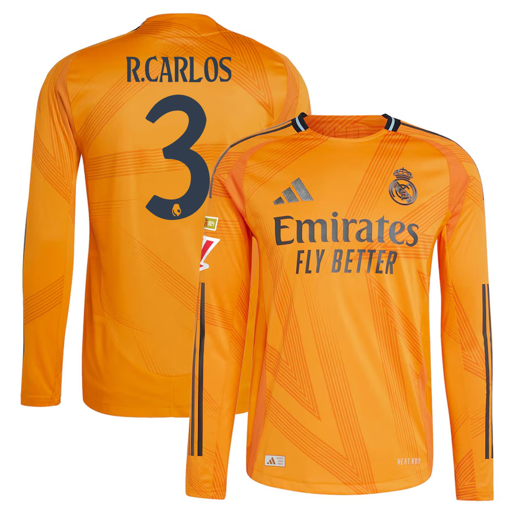 #3 Roberto Carlos Real Madrid 2024/25 Away Long Sleeve Player Jersey  Orange