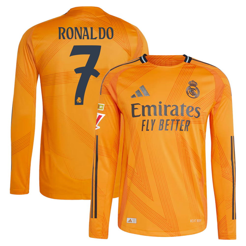 #7 Cristiano Ronaldo Real Madrid 2024/25 Away Long Sleeve Player Jersey  Orange