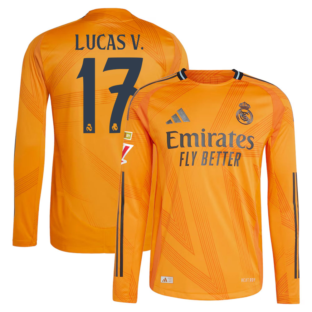 #17 Lucas Vzquez Real Madrid 2024/25 Away Long Sleeve Player Jersey  Orange