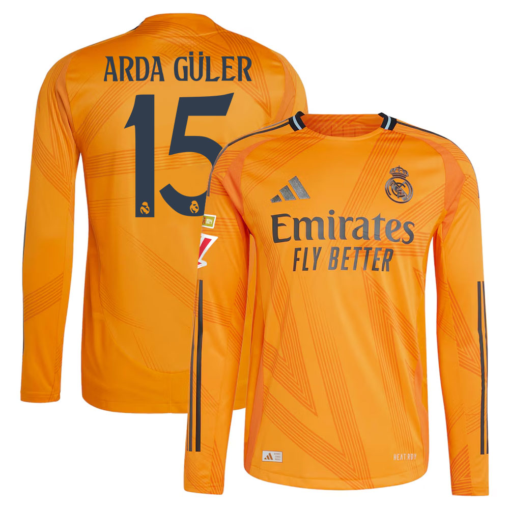 #15 Arda Gler Real Madrid 2024/25 Away Long Sleeve Player Jersey  Orange