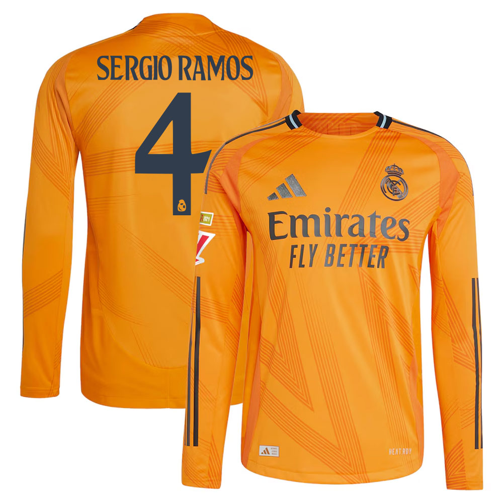 #4 Sergio Ramos Real Madrid 2024/25 Away Long Sleeve Player Jersey  Orange