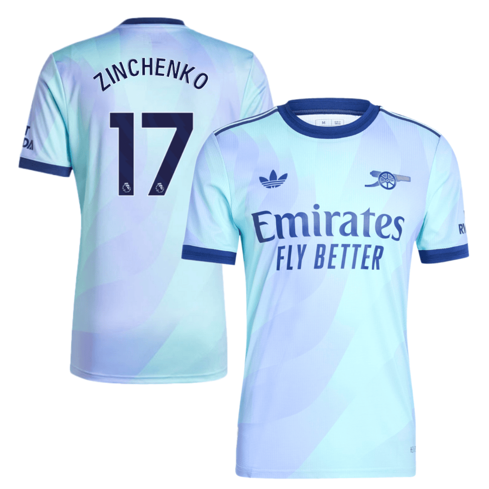 Oleksandr Zinchenko 17 Arsenal Originals 2024/25 Third Men Jersey – Aqua