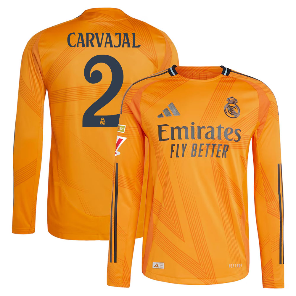 #2 Dani Carvajal Real Madrid 2024/25 Away Long Sleeve Player Jersey  Orange