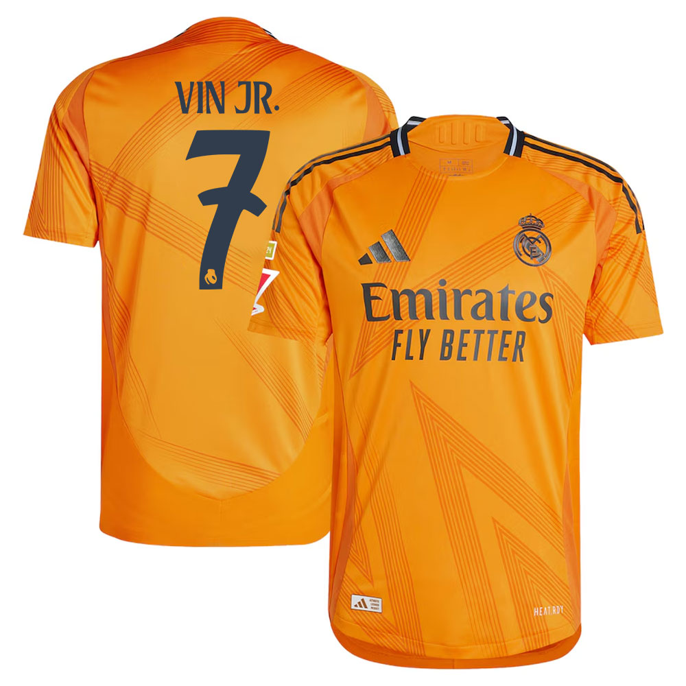 #7 Vincius Jnior Real Madrid 2024/25 Away Sleeve Player Jersey  Orange