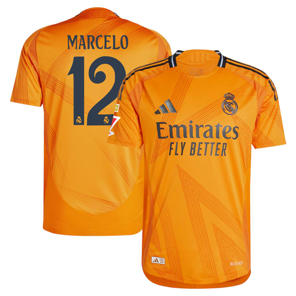 #12 Marcelo Vieira Real Madrid 2024/25 Away Sleeve Player Jersey  Orange