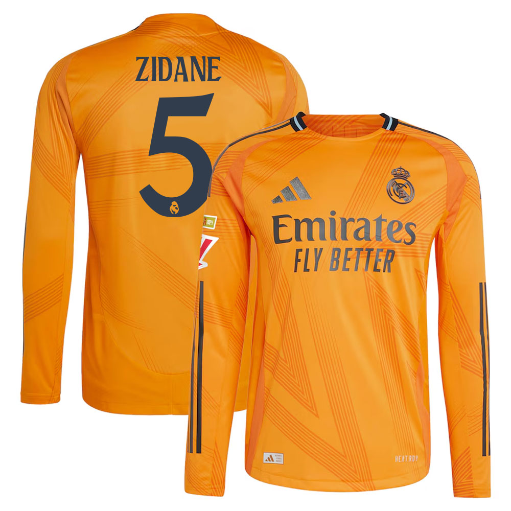#5 Zinedine Zidane Real Madrid 2024/25 Away Long Sleeve Player Jersey  Orange