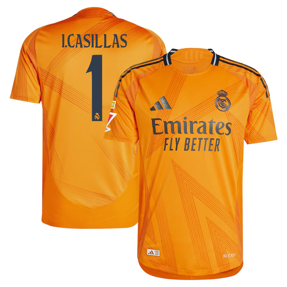 #1 Iker Casillas Real Madrid 2024/25 Away Sleeve Player Jersey  Orange