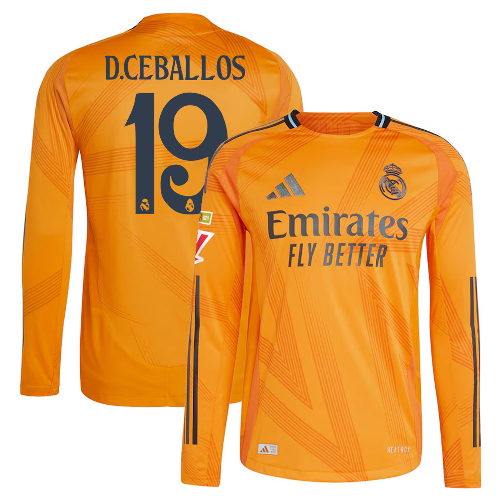 #19 Dani Ceballos Real Madrid 2024/25 Away Long Sleeve Player Jersey  Orange