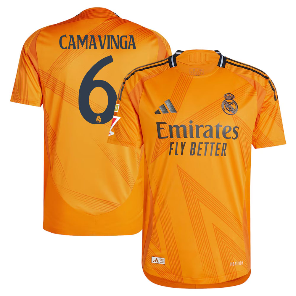 #6 Eduardo Camavinga Real Madrid 2024/25 Away Sleeve Player Jersey  Orange