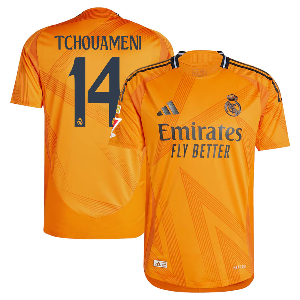 #14 Aurlien Tchouamni Real Madrid 2024/25 Away Sleeve Player Jersey  Orange