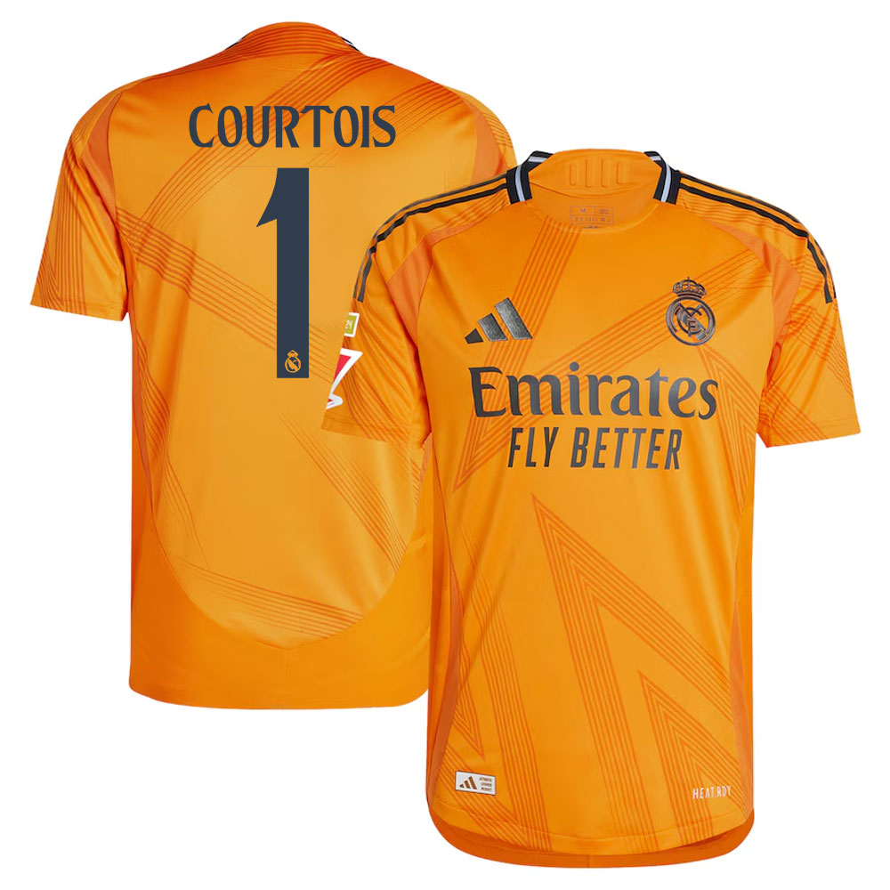 #1 Thibaut Courtois Real Madrid 2024/25 Away Sleeve Player Jersey  Orange