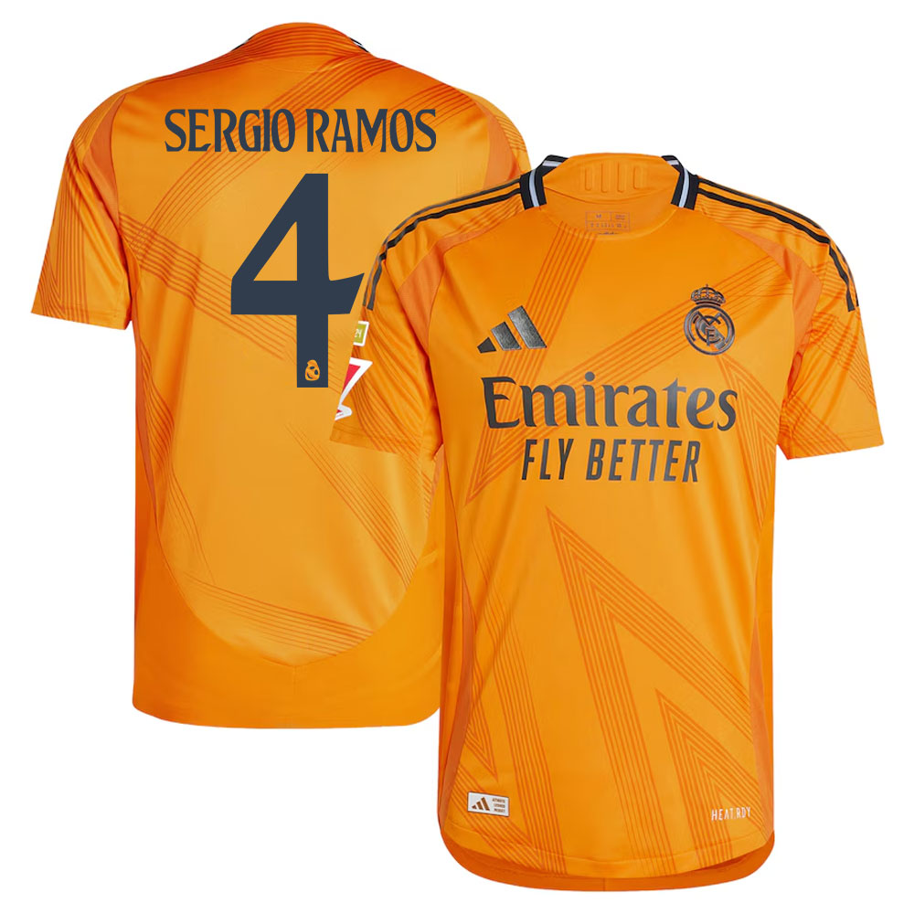 #4 Sergio Ramos Real Madrid 2024/25 Away Sleeve Player Jersey  Orange