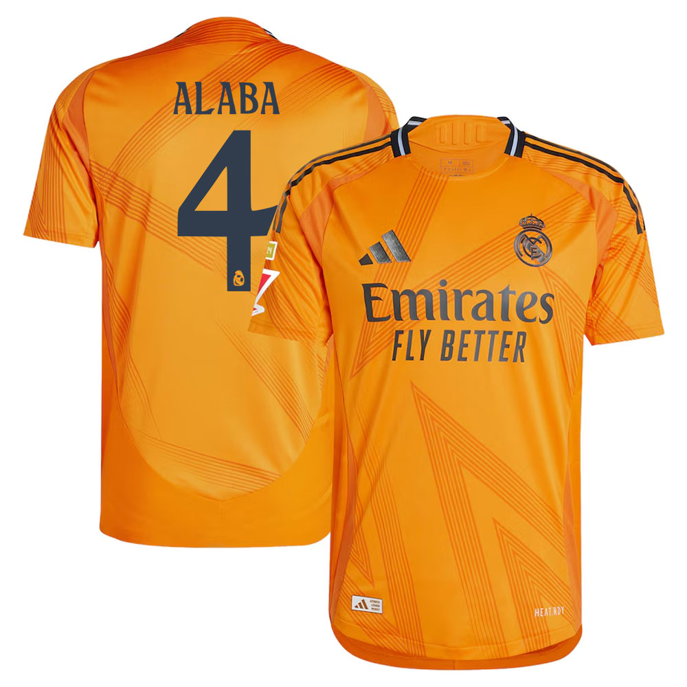 #4 David Alaba Real Madrid 2024/25 Away Sleeve Player Jersey  Orange